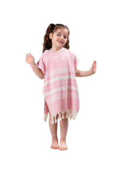 Pamuklu Peştemal Panço Banyo Ve Plaj İçin Çocuk Bornozu Pembe Sku: Mırstk9635334173 7/8 Yaş