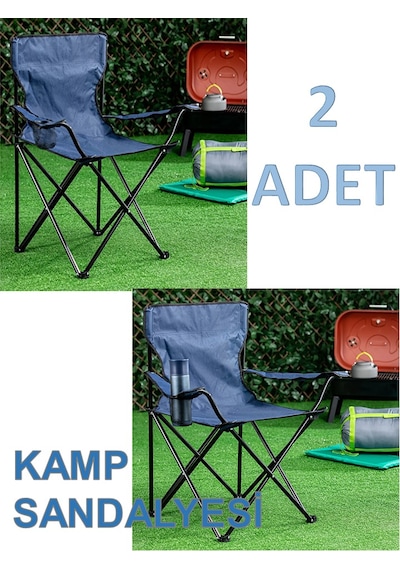 Altınkaya Ticaret 2 Adet Lacivert Klasik Kamp Sandalyesi Lacivert