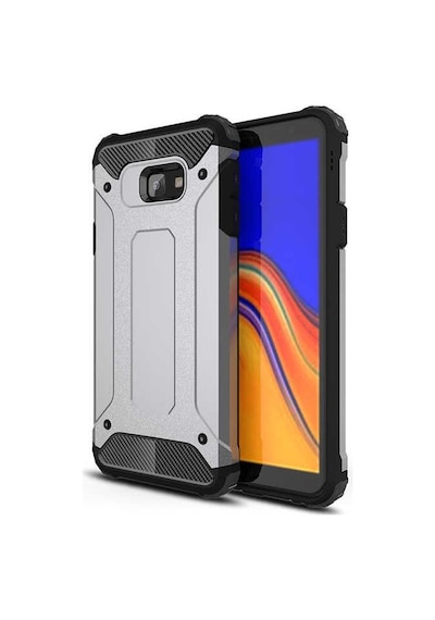 Noktaks - Galaxy Uyumlu J6 Plus Uyumlu - Kılıf Çift Katman Zırh Tank Crash Military Kapak - Gri - T6264 Gri