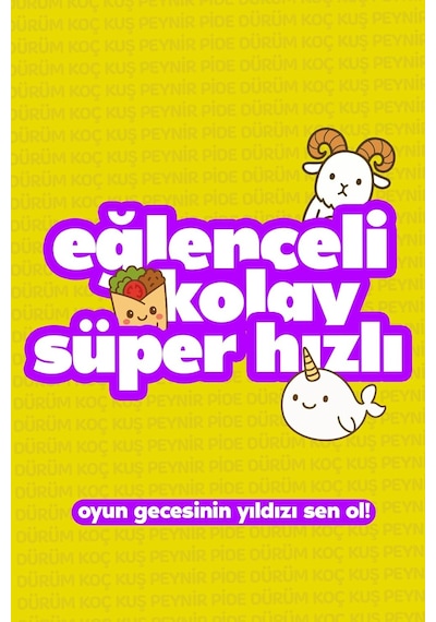 Çabuk Reflex Kutu Oyunu Dürüm Koç Kuş Peynir Pide Kart Oyunu Oyun Parti Eğlence Aile Arkadaş Oy Standart