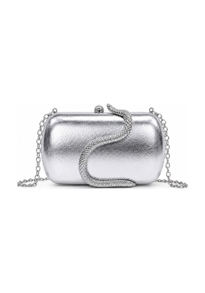 Aylesh Serpente Gümüş Yılan Detaylı Clutch Çanta Gümüş Gümüş