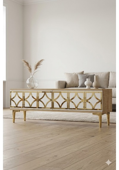 Tsa1237dbg Lem Tv Sehpası Safirmeşe-beyaz-gold 120cm