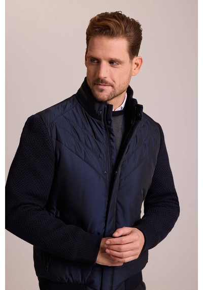 Ysf Erkek Lacivert Slim Fit Kolu Trikolu Mont