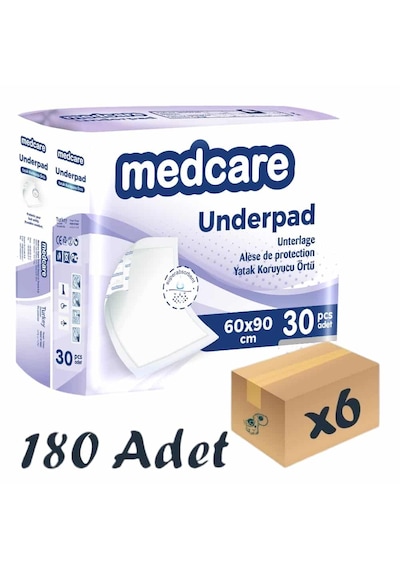 Medcare Normal Yatak Koruyucu Örtü 60x90cm 30'lu 6 Paket 180 Adet