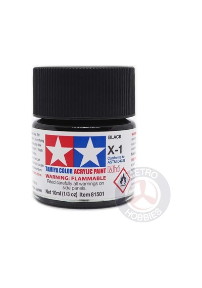 X-1 Black Parlak Akrilik Boya 10 Ml Tek Renk