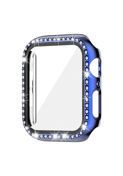 Apple Uyumlu  Watch 7 41 MM Tek Sıra Parlak Taşlı Rubber Kasa Kapak
