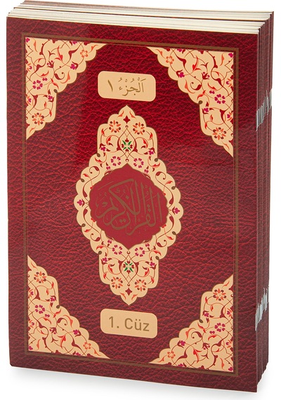 30 Cüz Özel Taşıma Çantalı Hatmi Şerif Rahle Boy Kuranı Kerim Kırmızı