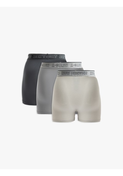 Koton Baskılı Bel Detaylı Pamuklu 3'lü Boxer Seti Gri 5slm90056mk Gri Koton Baskılı Bel Detaylı Pamuklu 3'lü Boxer Seti Gri 5slm90056mk Gri