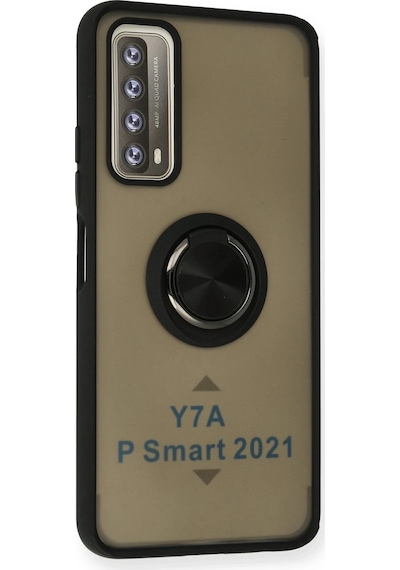 Cosmotex Newface Huawei P Smart 2021 Kılıf Montreal Yüzüklü Silikon Kapak - Siyah