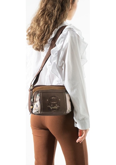 Baginn Retro Amazing Ventis Kadın Postacı Çanta 27 18 Cm Suni Deri Omuz Çantası Çok Cepli Vegan Deri Kahverengi