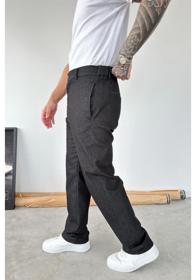Siyah Premium Dokulu Baggy Kumaş Pantolon