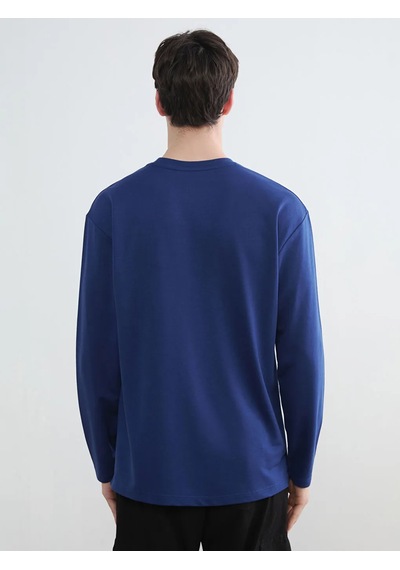 Lc Waikiki Lacivert Bisiklet Yaka Baskılı Erkek Sweatshirt