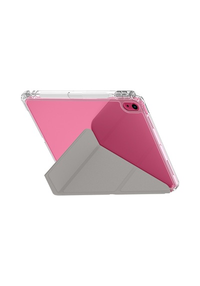 Apple Uyumlu iPad 11.nesil 2025 Kılıf Skinarma Kalemlikli Arkası Şeffaf Standlı Magnetik Zeta Kılıf Pembe Kapaklı Kılıf