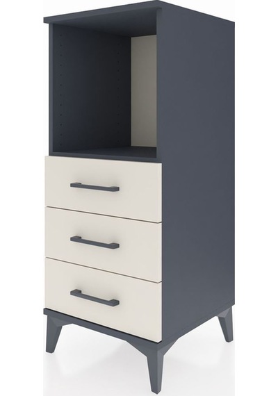 Hyperion Komodin Tek Raflı 3 Çekmeceli 44x44x106 Antrasit-aytaşı Antrasit
