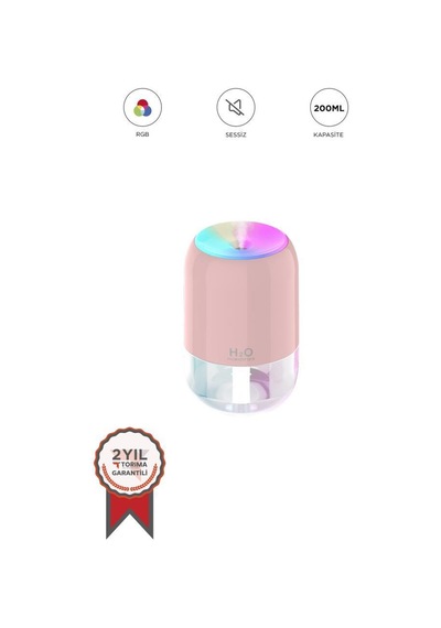 Torima H6 Pembe 200ml Ultrasonik Renkli Hava Nemlendirici Buhar Makinesi Ve Aroma Difüzörü