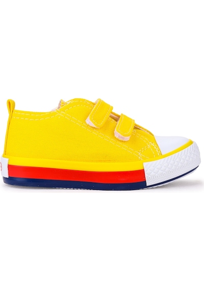 Kiko Kids Linen Cırtlı Erkek Bebek Keten Spor Ayakkabı Sarı