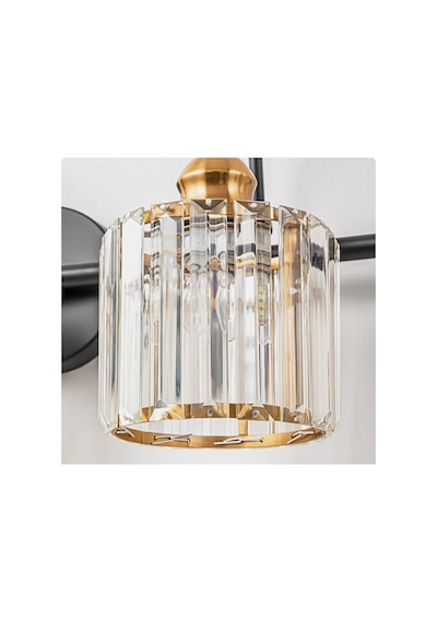 3 Lü Kristal Taşlı Duvar Aplik Cam Başlıklı Modern Şık Dekoratif Siyah