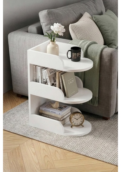 Northcity Yan Sehpa Suntalam Beyaz 60x43 Cm Abanoz - Beyaz