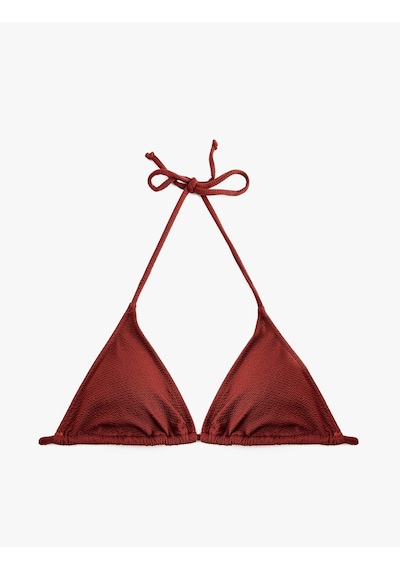 Koton Dokulu Üçgen Bikini Üstü Kahverengi 6sak10010mm