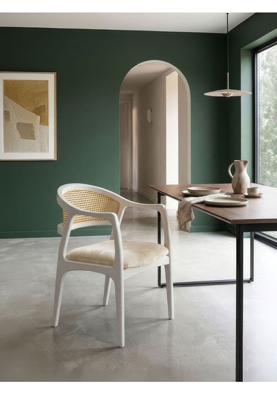 Kensington Rattan İskandinav Ahşap Sandalye Beyaz