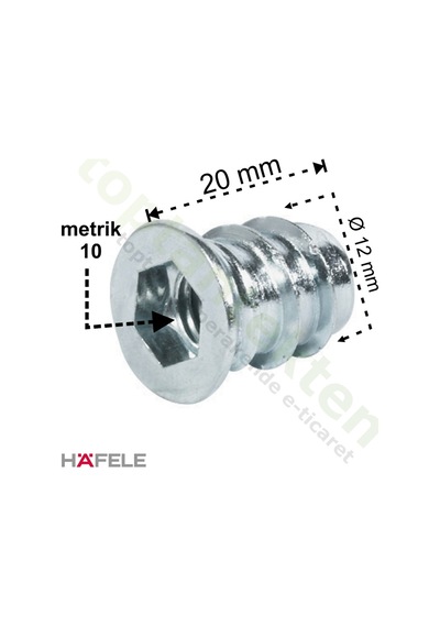 Hafele Dübel Çelik Galvaniz Havşa Başlı M10X20Mm