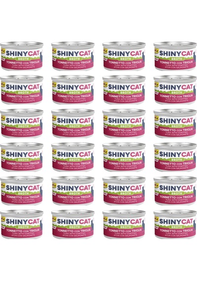 Gimcat Shiny Cat Broth Sos İçinde Barbun Balıklı Ton Yetişkin Kedi Konservesi 24 x 70 G