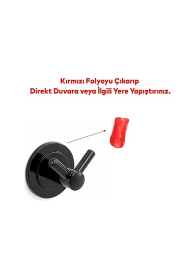 Yapışkanlı Siyah Renk Plastik Sağlam Banyo Lavabo Çatallı Askılık Aparat Bornoz Havlu Asma Askı Çok Renkli