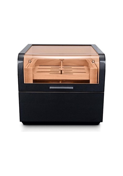 Cigarloong Karbon Desen Camlı Katlı Humidor Puro Kutusu 150s
