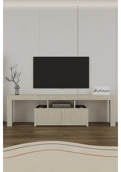 Loki 2 Kapaklı Raflı Tv Ünitesi 180 Cm Traverten Desen Traverten