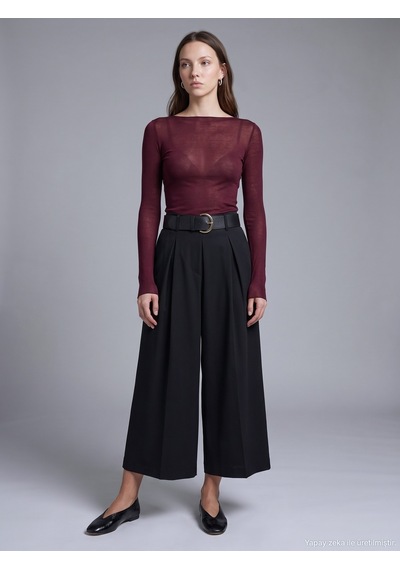 Dilvin 72796 Kemerli Culotte Pantolon-siyah