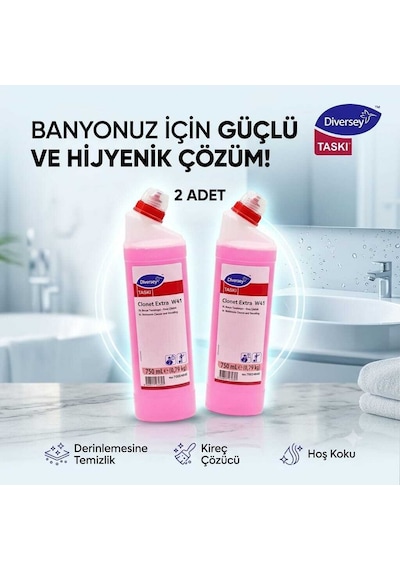 Taski Diversey 2 Li X 750 Ml Clonet Extra W41 Banyo Temizleyici - Kireç Çözücü 2'li Set