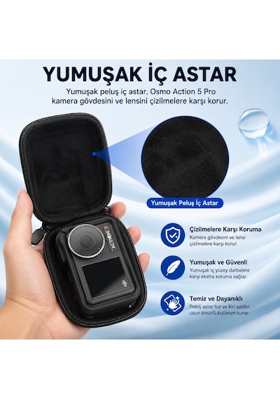 Knmaster Aksiyon Kamerası Taşıma Çantası Djı / Insta360 Kameralar Uyumlu Sert Koruyucu Çanta Siyah