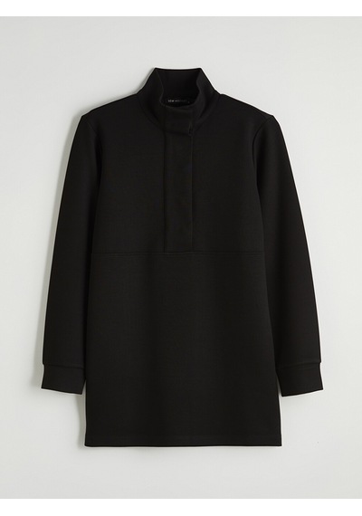 Lcw Modest Siyah Dik Yaka Soft Touch Kadın Sweatshirt Tunik