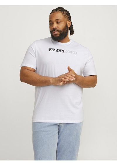 Jack & Jones Jack Jones Yazılı Erkek Büyük Beden Tişört 12243630 Beyaz
