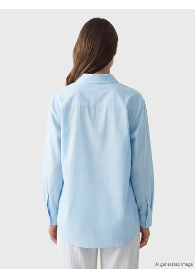Lcw Modest Mavi Poplin Kadın Gömlek Tunik