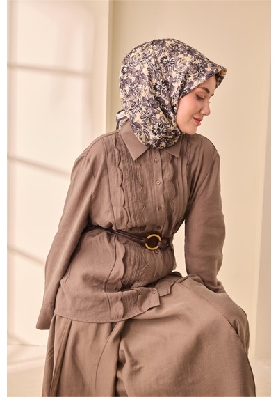 Silk Home Twill İpek Eşarp 11477-34 Füme, Siyah, Gümüş, Çelik Mavi, Küf Yeşili