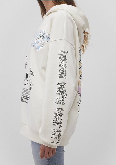 Mavi - Baskılı Kapüşonlu Beyaz Sweatshirt 1s10287-80194 Beyaz