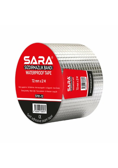 Sara S761-72 Sızdırmazlık Bandı 72 Mm X 2 M, Alüminyum Folyo Yüzeyli, Kendinden Yapışkanlı