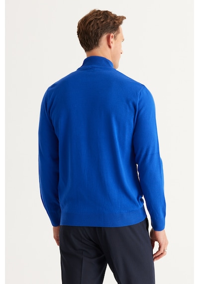 AC&Co / Altınyıldız Classics Erkek Saks Standart Fit Normal Kesim Yarım Balıkçı Yaka Triko Saks