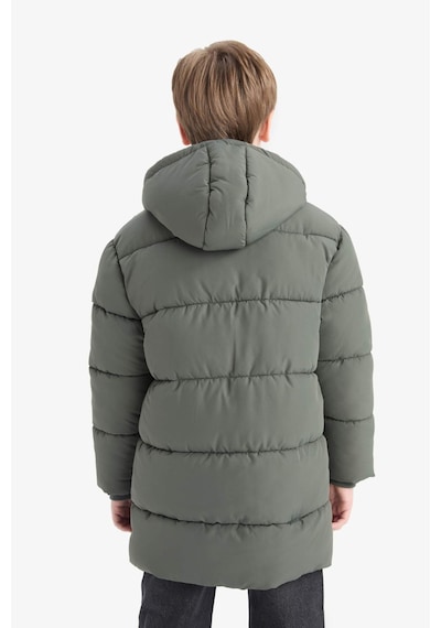 Defacto Su İtici Kapüşonlu Fermuarlı Haki Erkek Çocuk Parka C8782a8/kh493 Haki