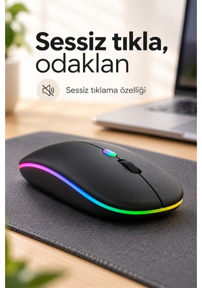 Siyah Şarjlı Kablosuz Sessiz Click Mouse Rgb Led Işıklı Ultra Slim 2.4ghz 800/1200/1600dpı Siyah 53923 - 936314570 Diğer Siyah Şarjlı Kablosuz Sessiz Click Mouse Rgb Led Işıklı Ultra Slim 2.4ghz 800/1200/1600dpı Siyah 53923 - 936314570 Diğer