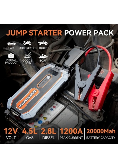 Akü Takviye Cihazı Usb Powerbank 12800 Mah 1200 Amper Fener Flaşör