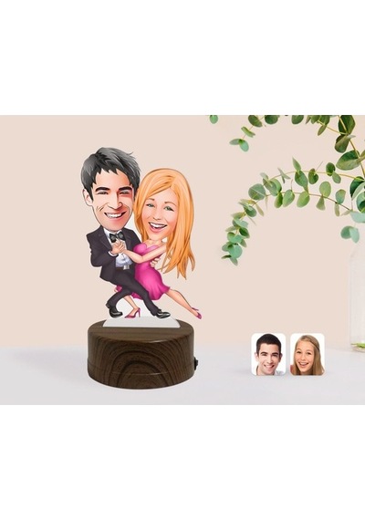 Kişiye Özel Sevgililer Karikatürlü Dekoratif 3D Biblo Led Işıklı (481495408)