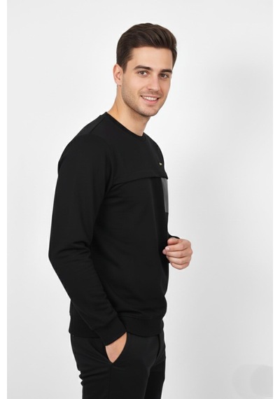 Baglan Erkek Mevsimlik Sıfır Yaka Sweatshirt Bgl-st04864 Siyah