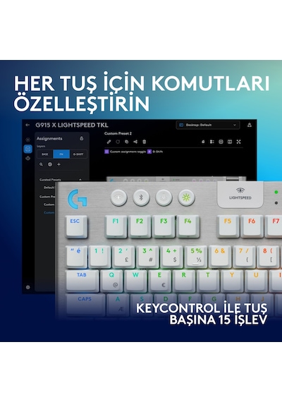 Logitech G915 X Lightspeed Tkl Düşük Profilli Rgb Aydınlatmalı Gl Blue Pc/mac Için Kablosuz Ingilizce Q Oyun Klavyesi, Beyaz Logitech G915 X Lightspeed Tkl Düşük Profilli Rgb Aydınlatmalı Gl Blue Pc/mac Için Kablosuz Ingilizce Q Oyun Klavyesi, Beyaz