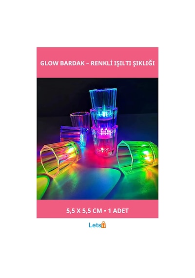 Renkli Led Parlayan Fiber Optik Glow Işıklı Bardak 1 Adet Çok Renkli