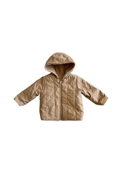 Verscon Kız / Erkek Bebek Peluş Fermuarlı Kapüşonlu Mont-11357-camel Camel