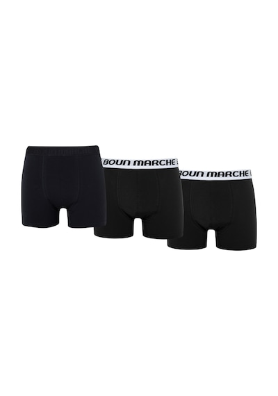 Boun Marche Erkek Boxer Likralı Premıum 3'lü Kutu Matiate Siyah Gömmeli - Beyaz3