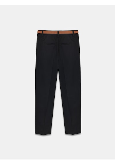 Dilvin 72661 Düz Paçalı Kemerli Pantolon-siyah