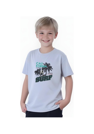 Fyk Kids Erkek Çocuk Yazlık Surf Baskılı Alt-üst Takım Gri